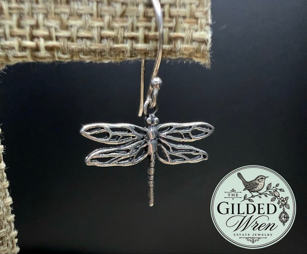 Boma 925 Sterling Silver Dragonfly Dangle Earrings Nature Jewelry 1.4"